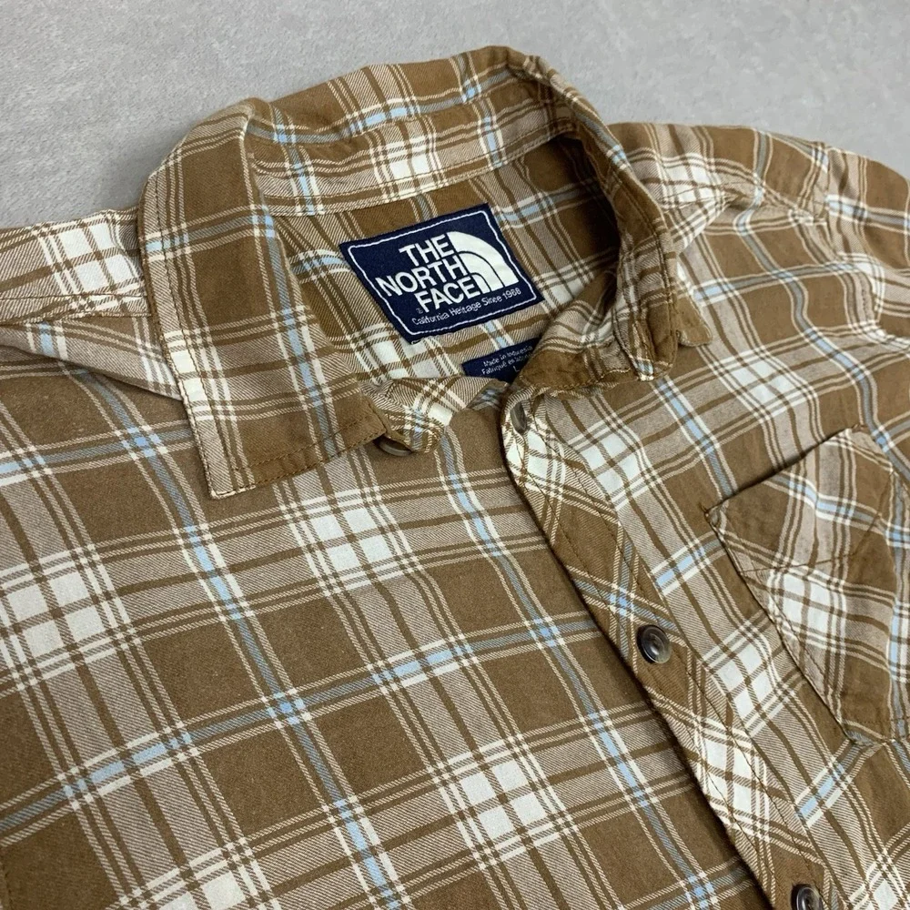 The North Face Shirt Men Large Plaid Short Sleeve Pockets Button Up Hike Outdoor